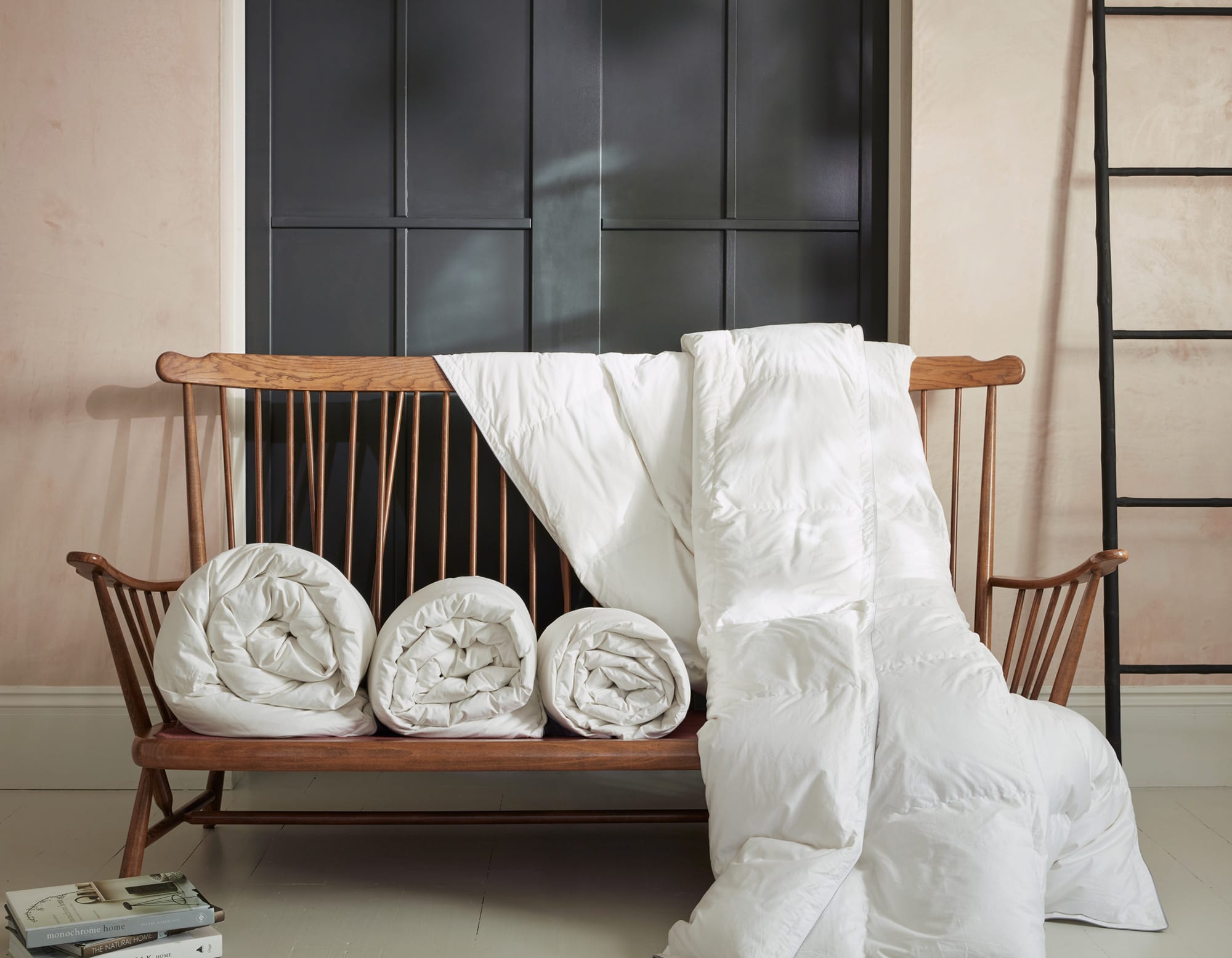 Different tog duvets on bench | scooms