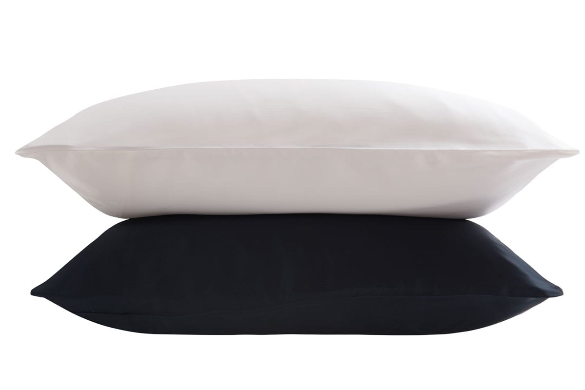 Pair of silk pillowcases, one black, one white