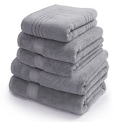 Egyptian bath towel bundle containing 2 bath towels, 2 hand towels and a bath mat in silver grey Scooms
