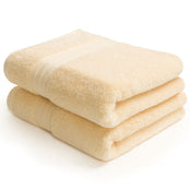 Pair of creme Egyptian cotton bath towels. Scooms