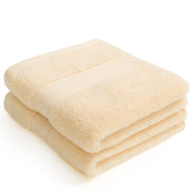 Creme Egyptian cotton face cloth, packshot. Scooms