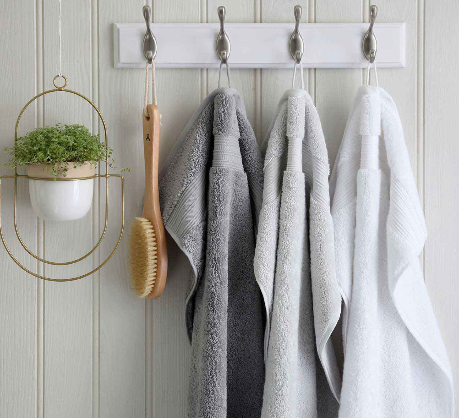 Egyptian Cotton Towels Hanging on Hooks | scooms