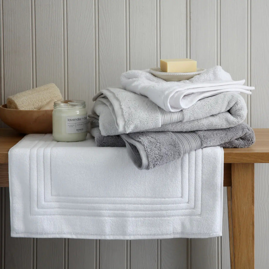 Bath towels, Soap and Back Scrub On Wooden Bench | Scooms