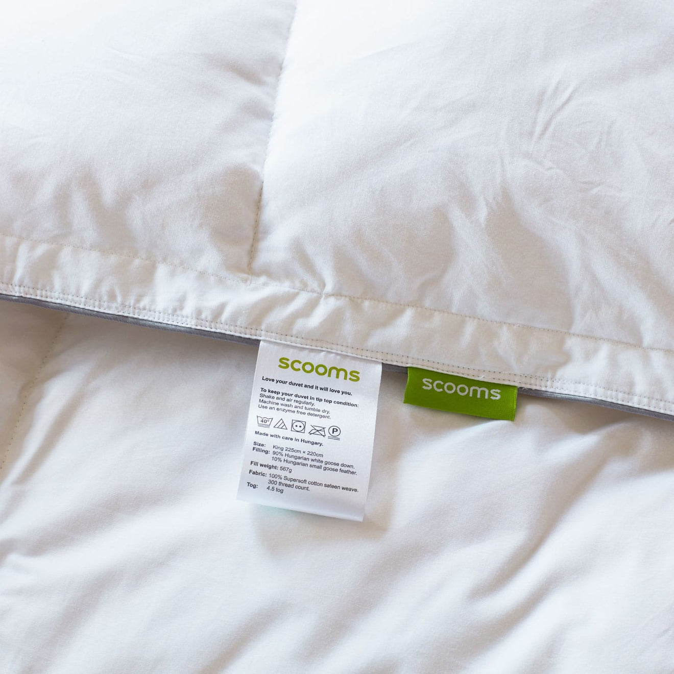 Goose down duvet washing label  | Scooms