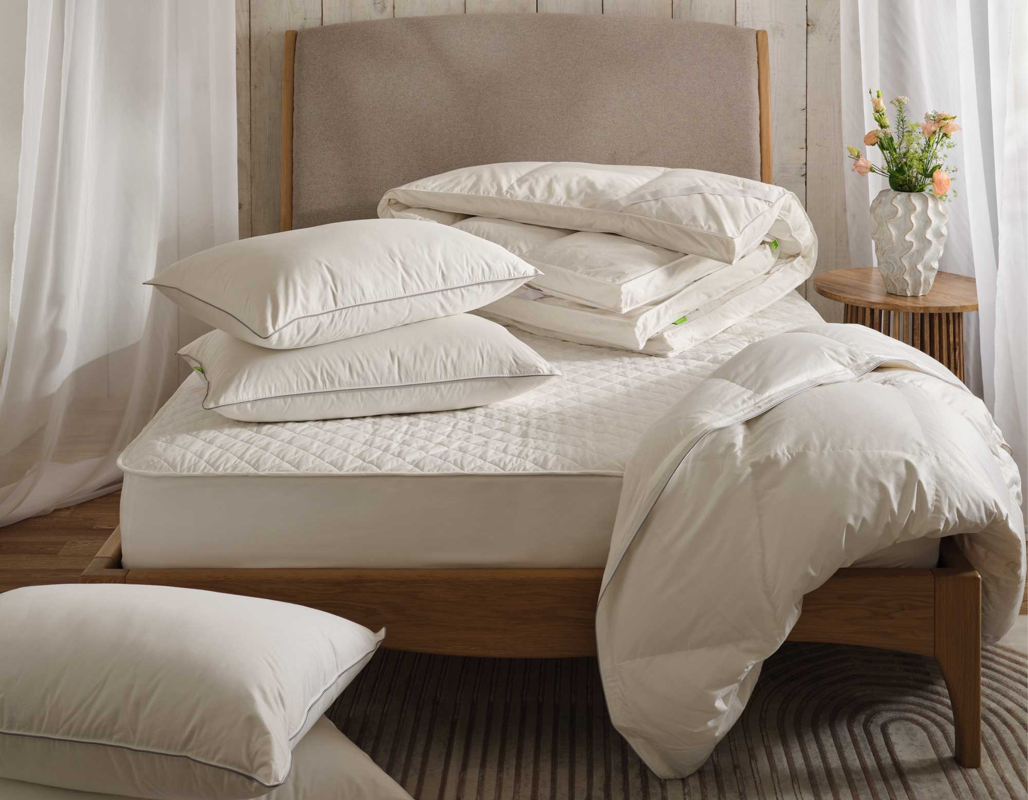 Hungarian Goose Down Duvet, Toppers and Pillows on Bed | Scooms