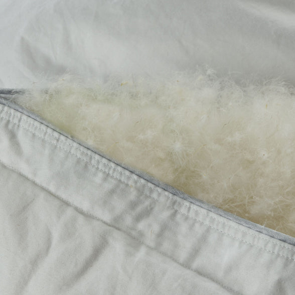 Fluffy Hungarian goose down poking out of duvet