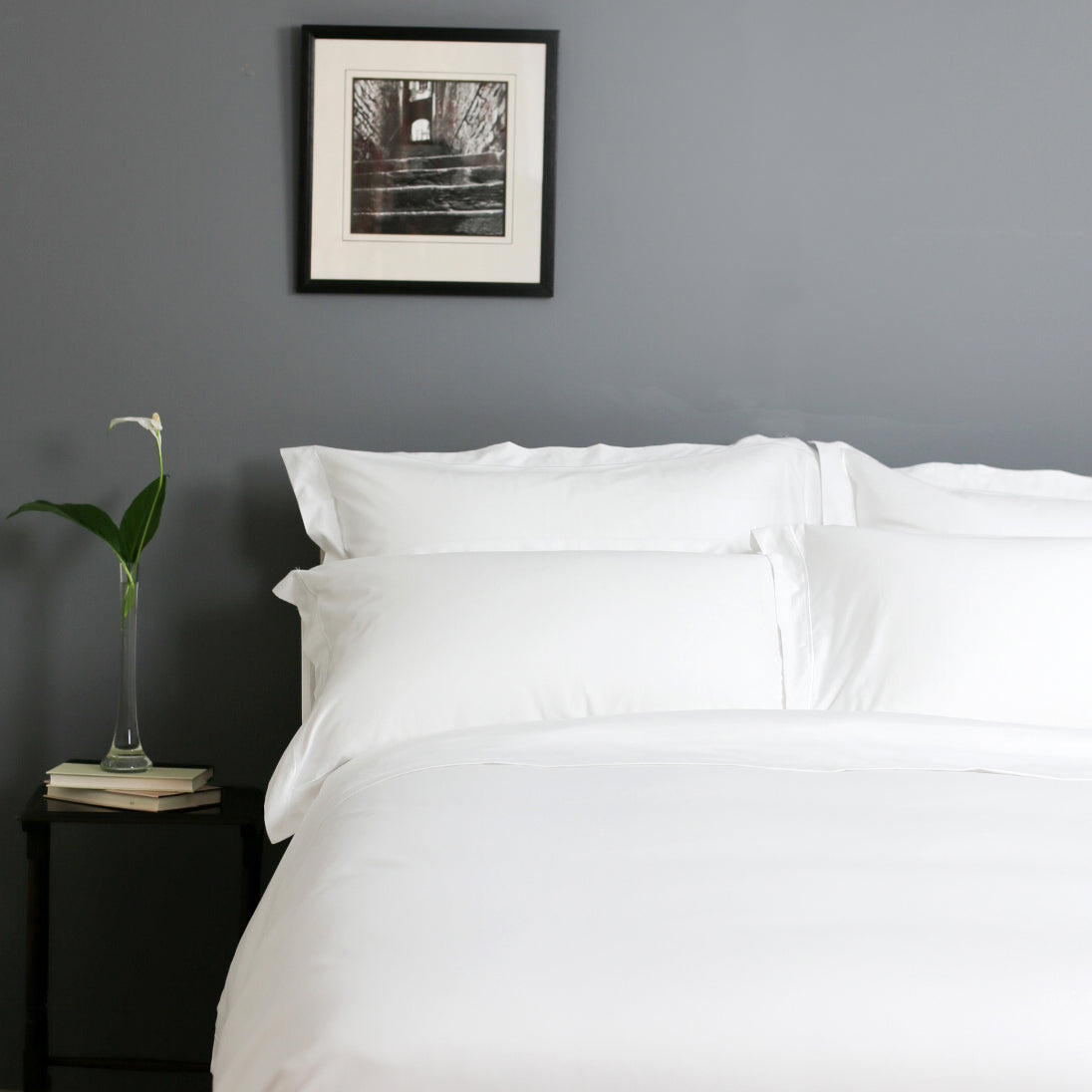 Luxury White Egyptian Cotton Bed Linen on Made Bed | Scooms