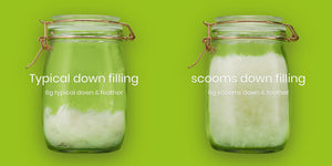 Two Jars Comparing Down Fill Power & Down Fill Weight | scooms