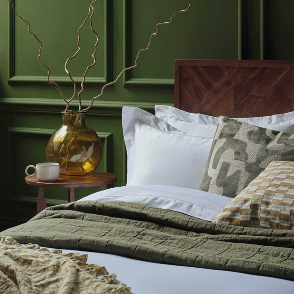 Egyptian cotton bedding on bed