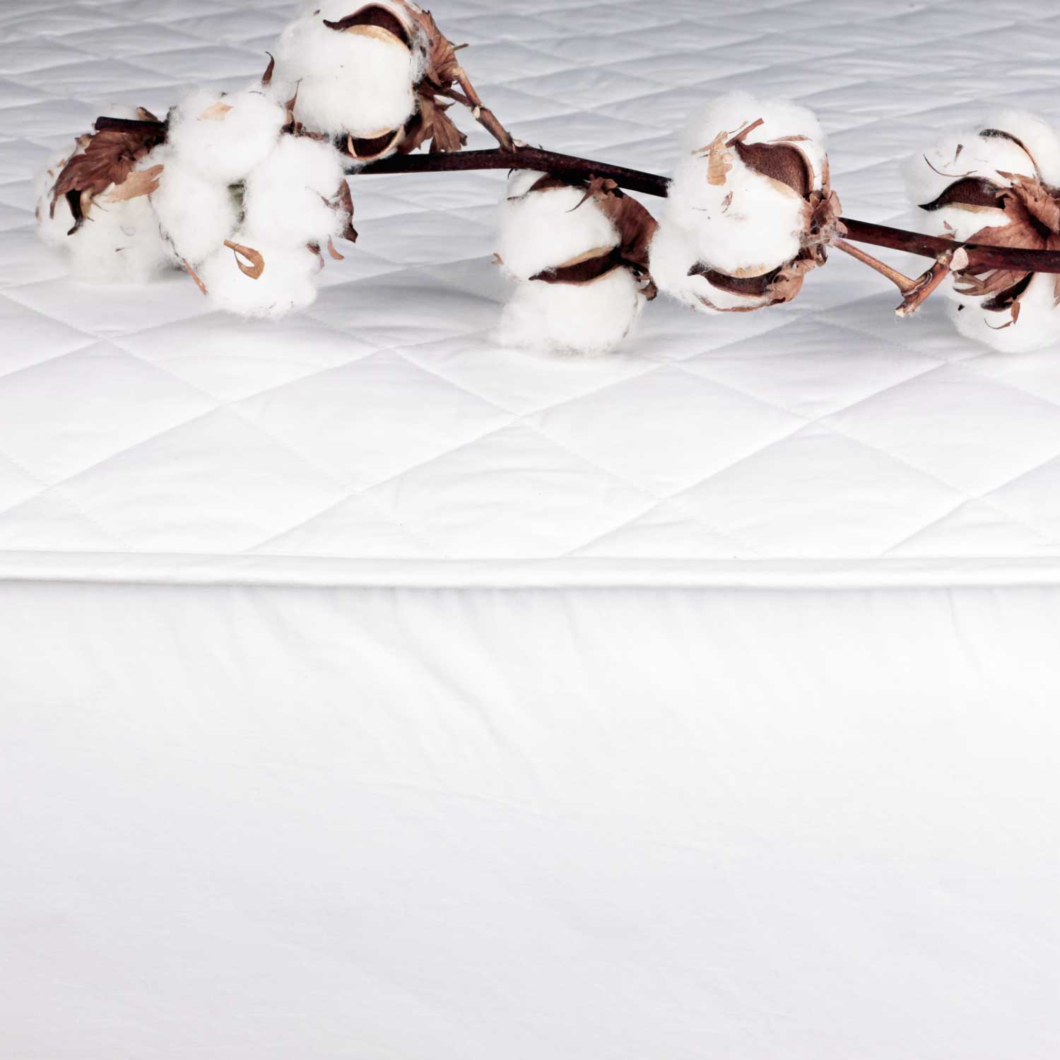 Cotton mattress protector skirt close up