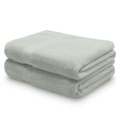 Folded pair of sage green Egyptian cotton bath sheets | Scooms