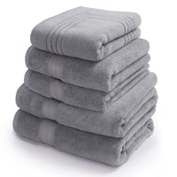 Egyptian bath towel bundle containing 2 bath towels, 2 hand towels and a bath mat in silver grey Scooms