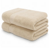 Pair of Egyptian cotton bath towels in natural colour | Scooms