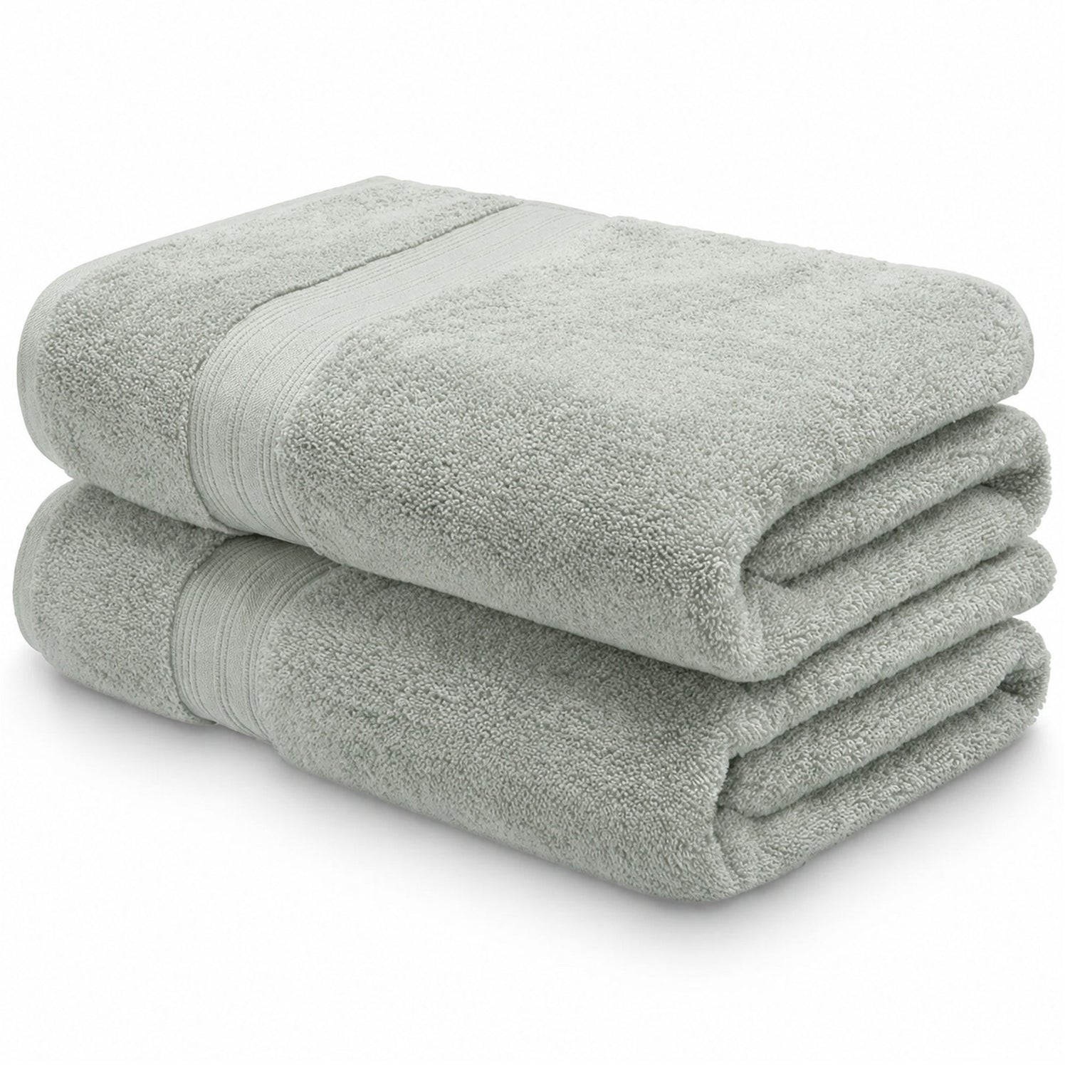Pair of Egyptian cotton bath towels in sage green colour | Scooms
