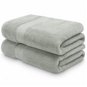 Pair of Egyptian cotton bath towels in sage green colour | Scooms