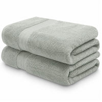Pair of Egyptian cotton bath towels in sage green colour | Scooms