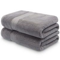 Pair of silver grey Egyptian cotton bath towels. Scooms