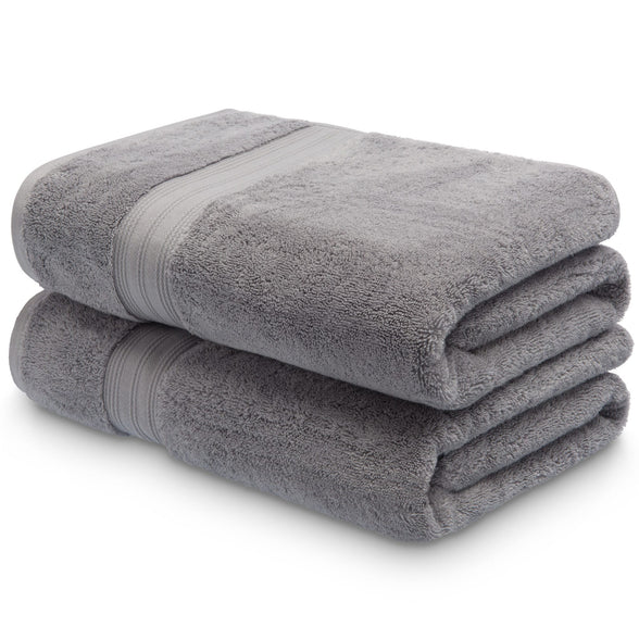 Pair of silver grey Egyptian cotton bath towels | Scooms