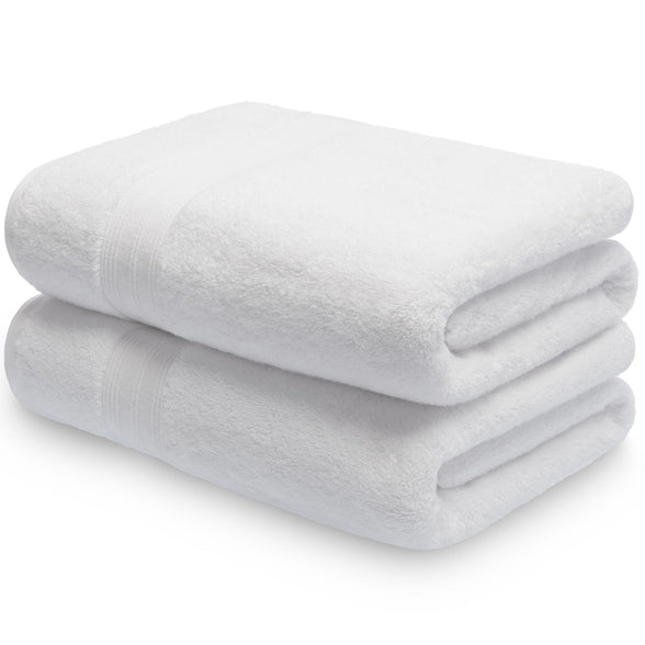 Pair of white Egyptian cotton bath towels | Scooms