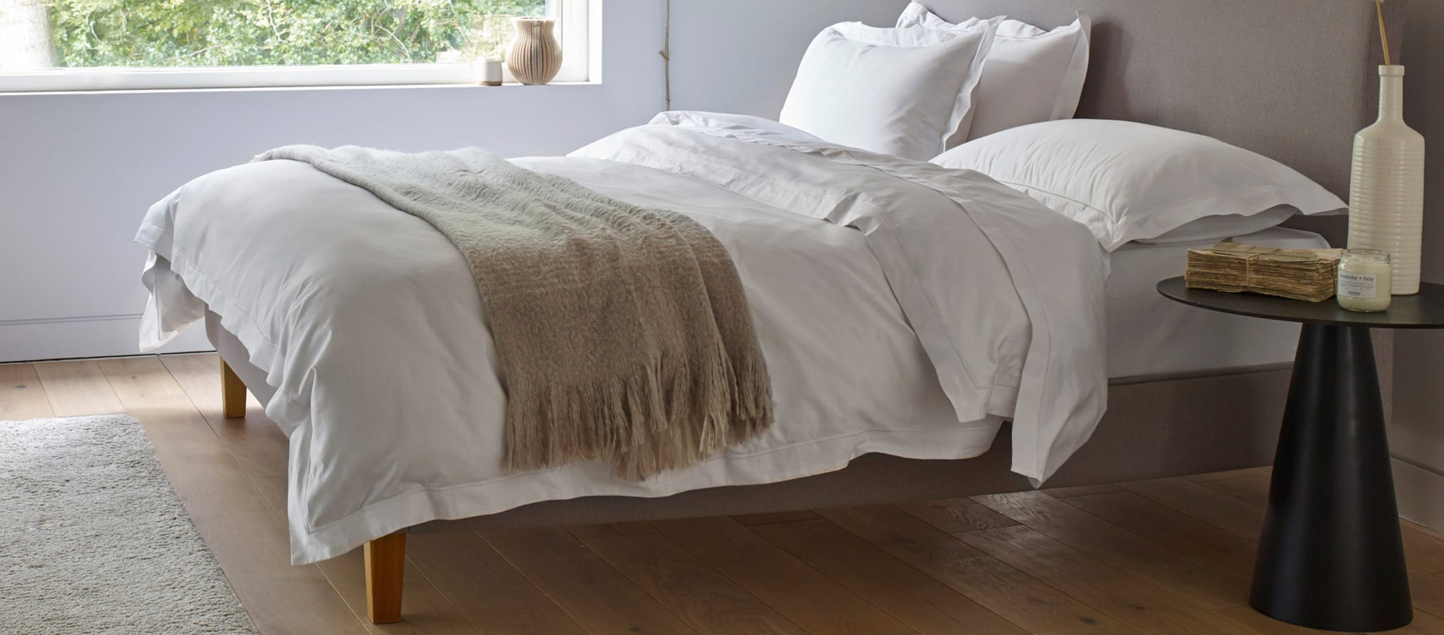 White Egyptian Cotton Bedding on Bed | scooms