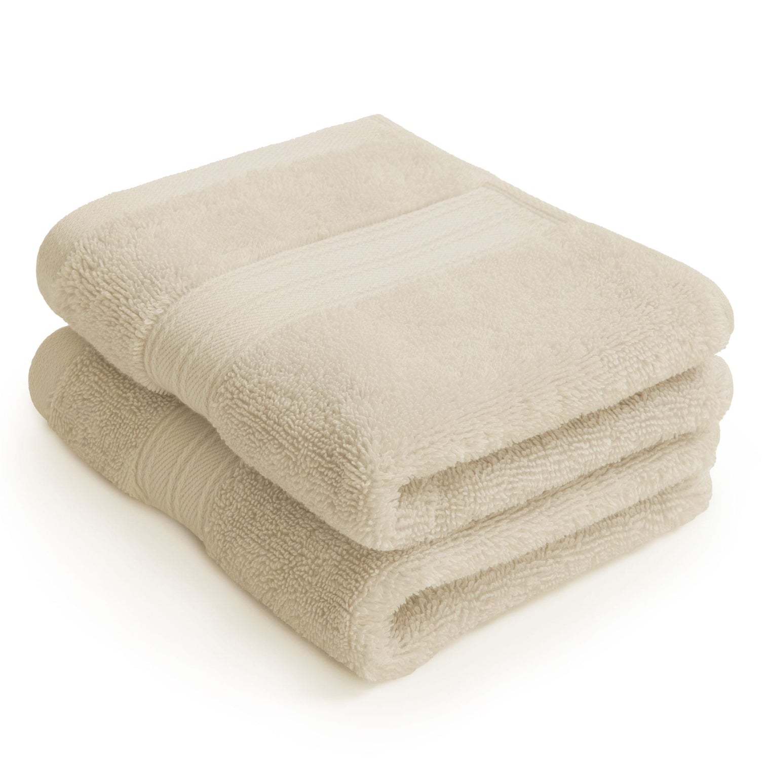 Folded pair of natural colour Egyptian cotton face cloths | Scooms