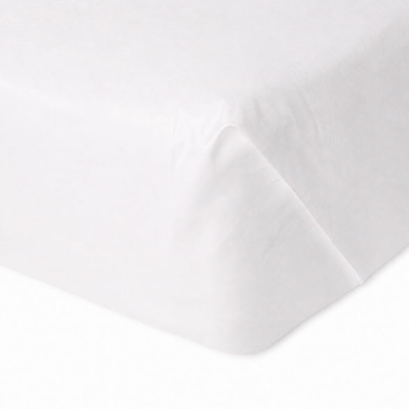 Egyptian cotton flat sheet in white showing the hospital corner fold | Scooms