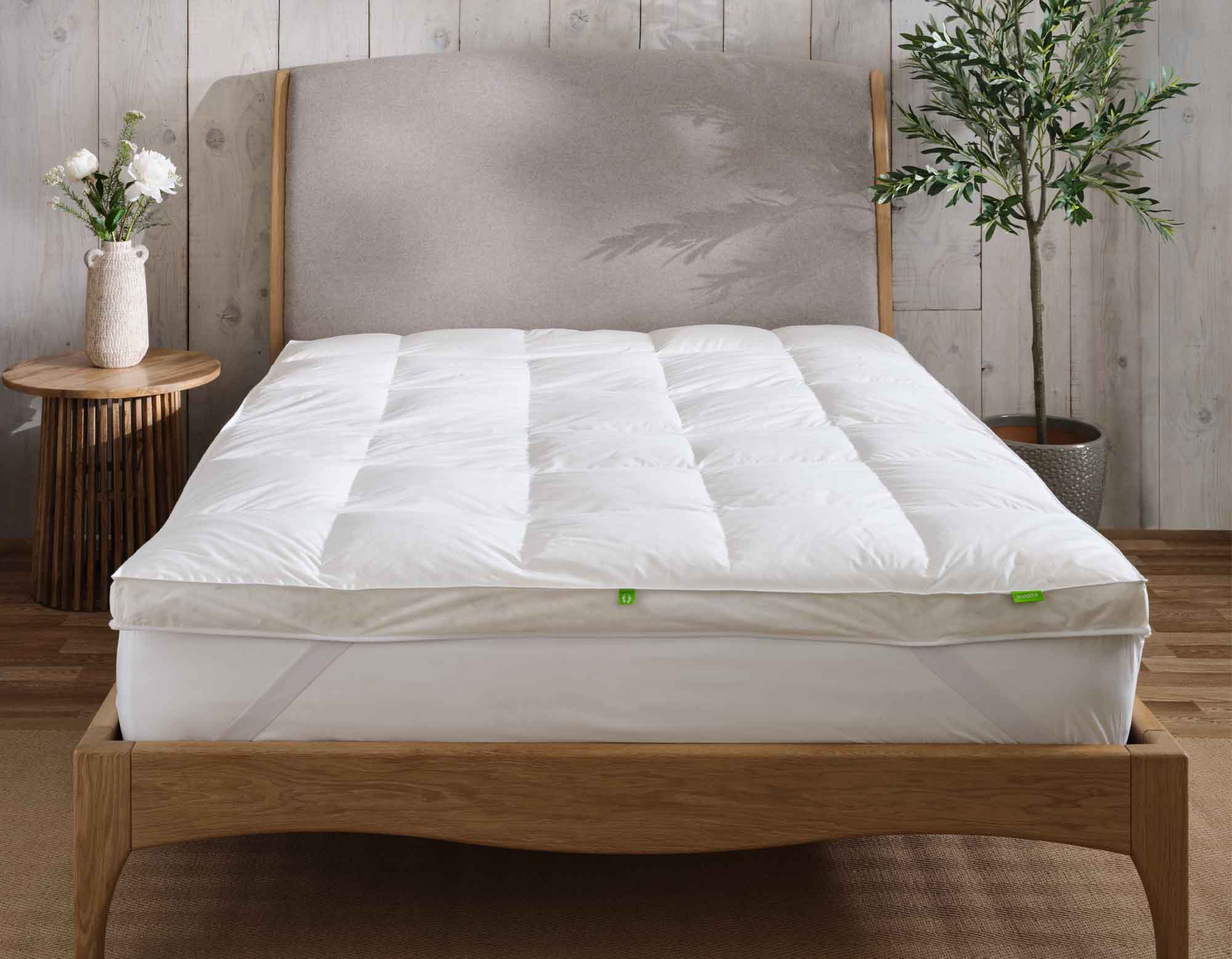 Hungarian Feather and Down Mattress Topper on Bed | scooms