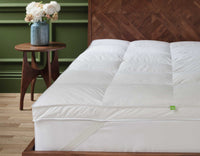 Hungarian Feather and Down Mattress Topper on Bed in panelled bedroom | scooms