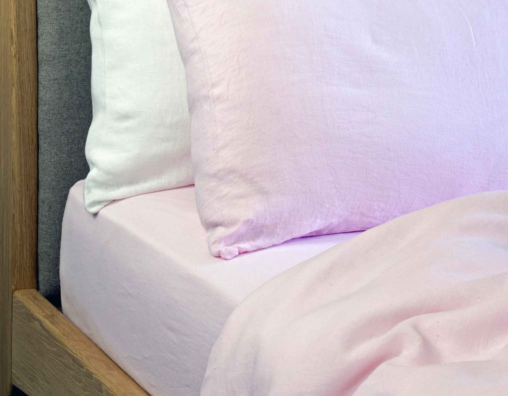 King Size Pink Fitted Sheet, Linen Fitted Sheet scooms