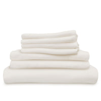 White linen bedding bundle pack shot. Scooms