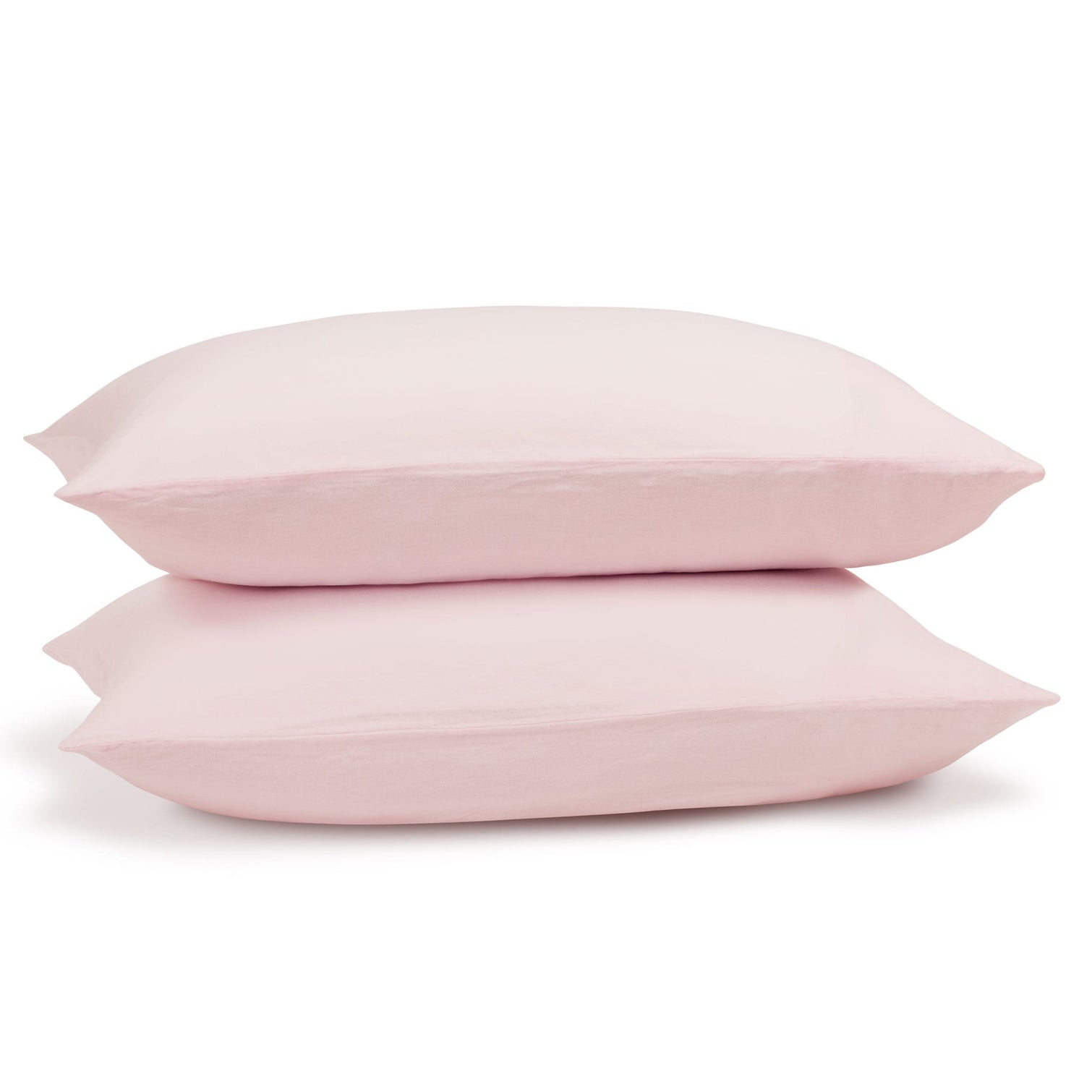 Pink linen pillowcase pair on pillows. Scooms