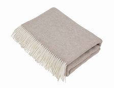 Merino Lambswool Throw Natural Herringbone | scooms