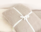 Mohair throws tied with ribbon