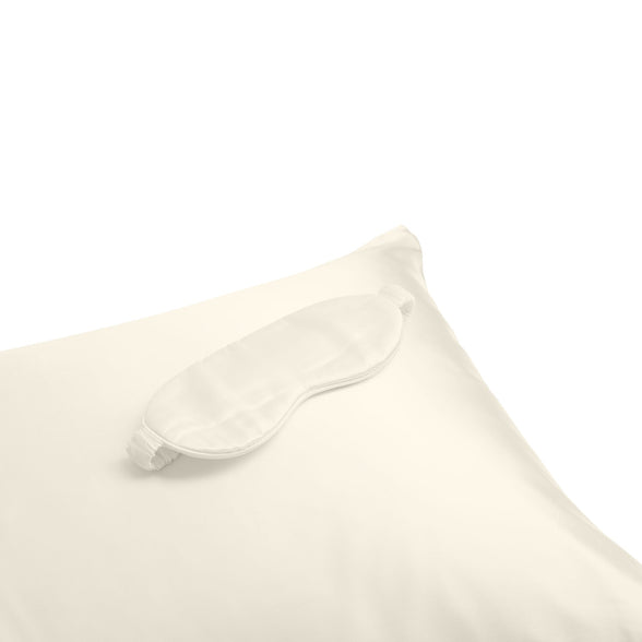Ivory mulberry silk eye mask and pillowcase | Scooms