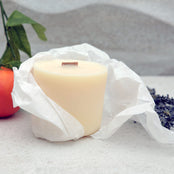 Natural scented candle refill in tissue paper with orange, lavender and leaves | Scooms