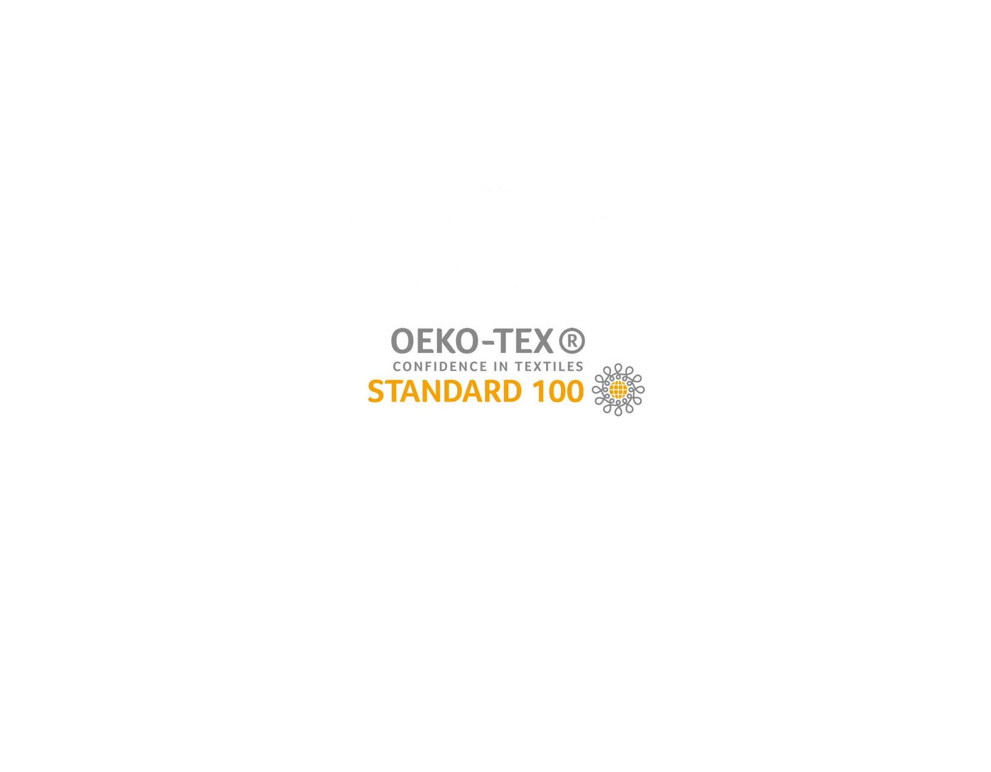 Oeko-Tex 100 certification logo for scooms white single linen fitted sheet