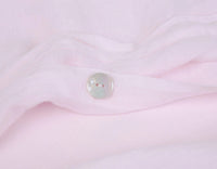 Double Pink Linen Duvet Cover Button Detail | scooms