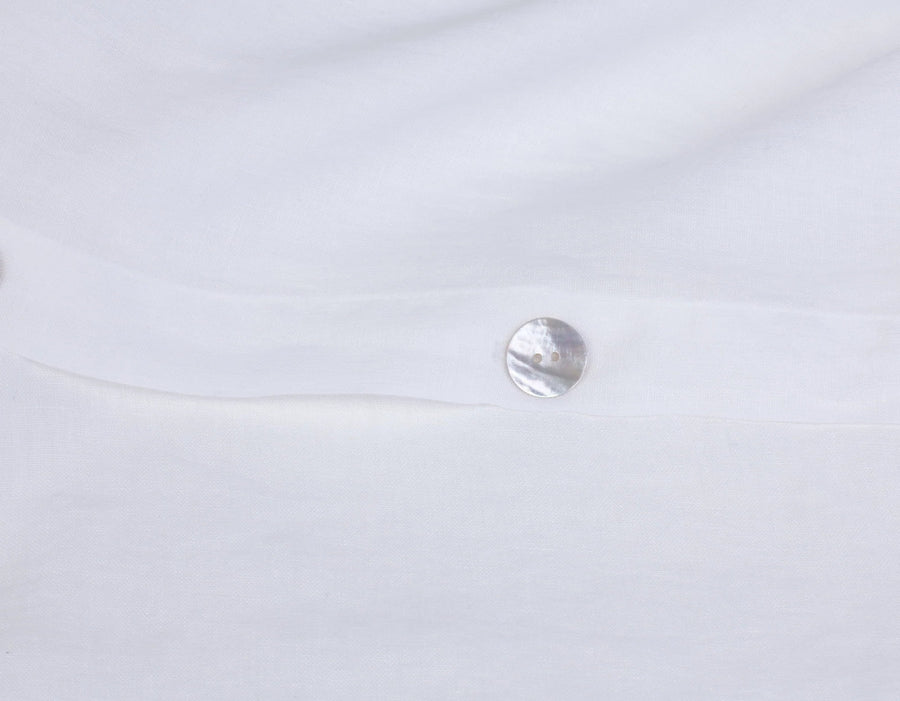Super King Size Linen Bedding - White