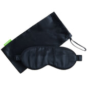 Black Mulberry silk eye mask with matching black silk bag. Scooms