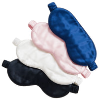 Mulberry silk eye masks in ivory, blue, black and pink. Scooms