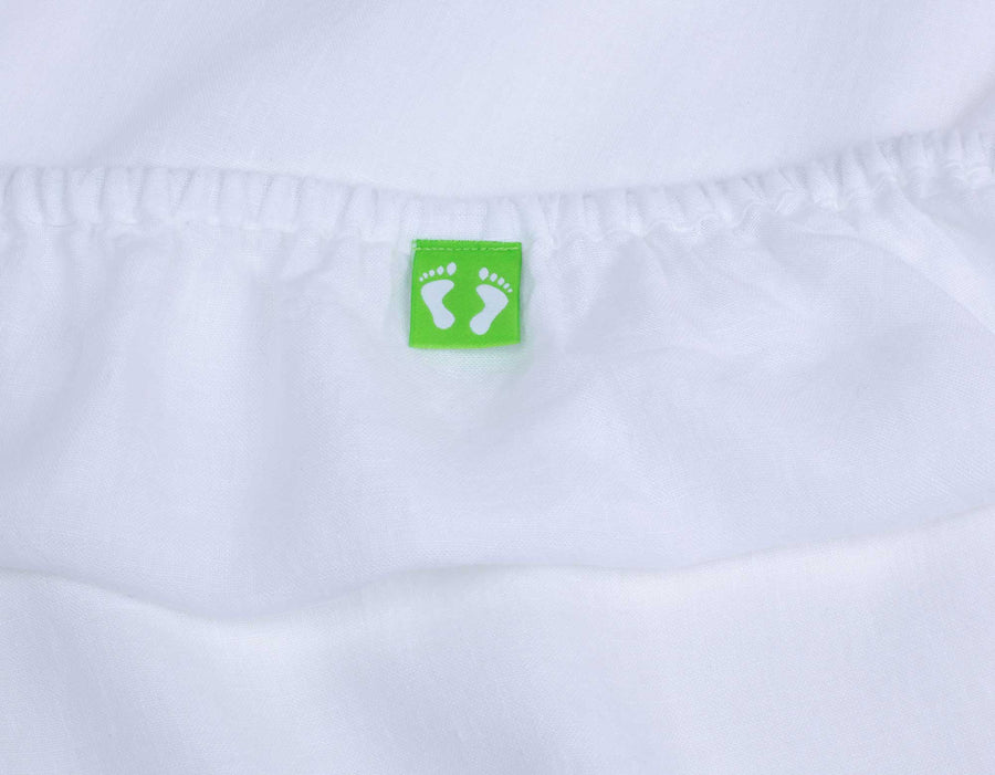 White linen storage bag for superking fitted sheet with scooms logo