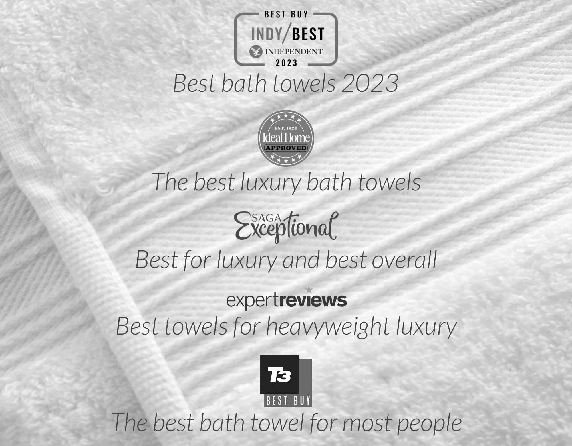 Best towel award logos Independent, IdealHome, Saga Exceptional, T3 and Expert Reviews